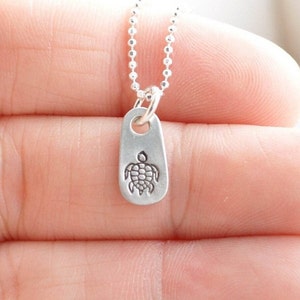 Sea Turtle Pendant, Silver Ocean Necklace, Honu Jewelry, Sister Birthday Gift