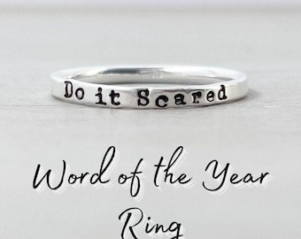 Custom Sterling Silver Mantra Ring: Personalized Word of the Year Gift
