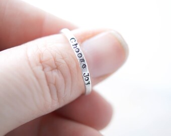 Unique Jewelry Handmade Everyday Jewelry Mental Health Jewelry Stamped Wrap Ring Choose Joy Ring Self Care Ring