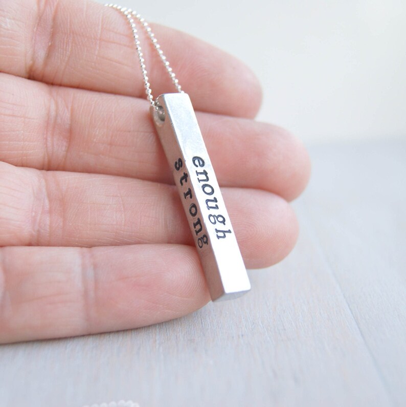 Womens Empowerment Necklace Girl Power Necklace Strong Enough Etsy