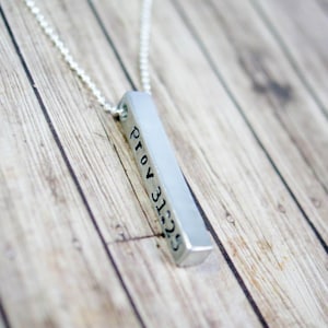 Proverbs 31 Necklace Scripture Jewelry Bible Verse Jewelry Confirmation Bar Necklace Gift for Her