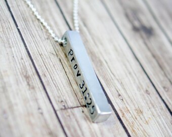 Proverbs 31 Necklace Scripture Jewelry Bible Verse Jewelry Confirmation Bar Necklace Gift for Her