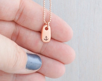 Anchor Necklace Refuse to Sink Strength Necklace Hope Anchor Necklace Real Rose Gold