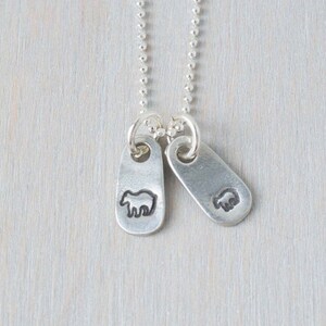 Mama Bear and Baby Bear Necklace: Sterling Silver Artisan Pewter