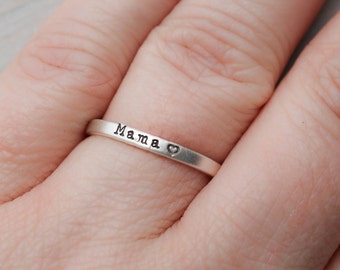 Mama Ring Gift for New Mom in Sterling Silver