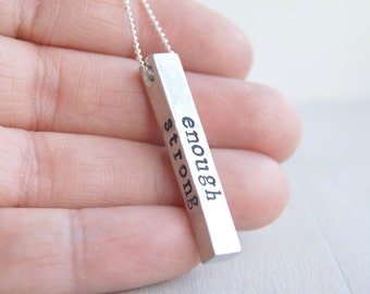 Motivational Necklace Girl Power Necklace Strong Enough Brave Enough Necklace I am Enough Necklace Brave Necklace Strong Necklace