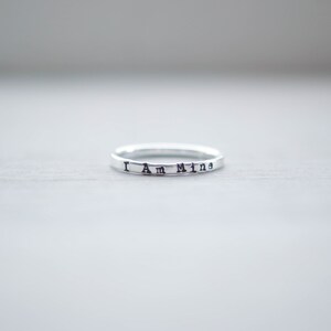 Sterling Silver Stacking Ring handstamped with I Am Mine