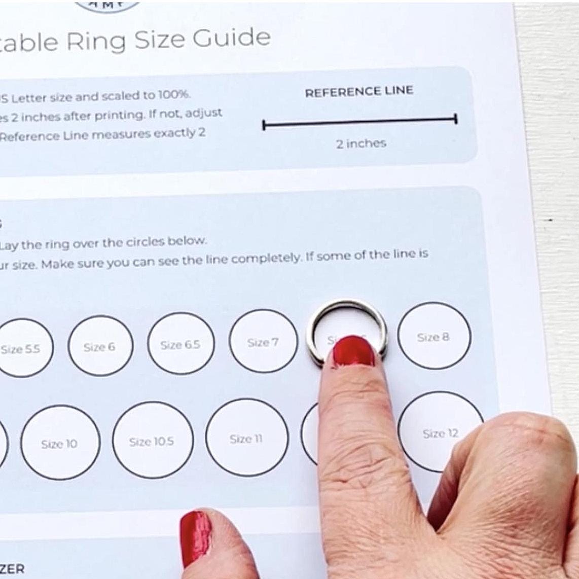Ring Size Chart Digital Download Ring Sizer Printable for Women - Etsy