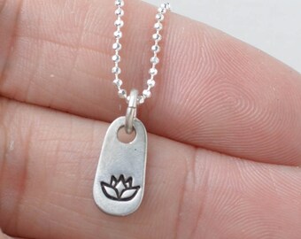 Silver Lotus Flower Necklace New Beginnings Gift Divorce Gift for Best Friend Female