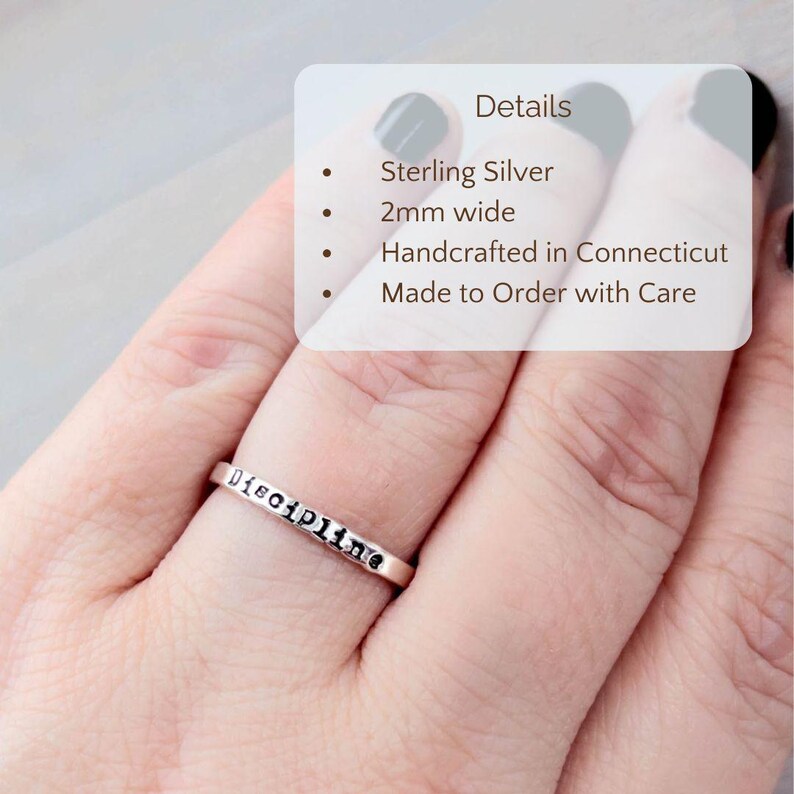 Wrder Rings Custom Sterling Silver Mantra Ring: Personalized Word of the Year Gift ...