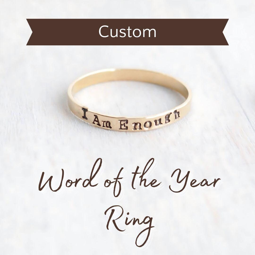 Gold Filled Custom Word Ring, Personalized Mantra Jewelry - Etsy