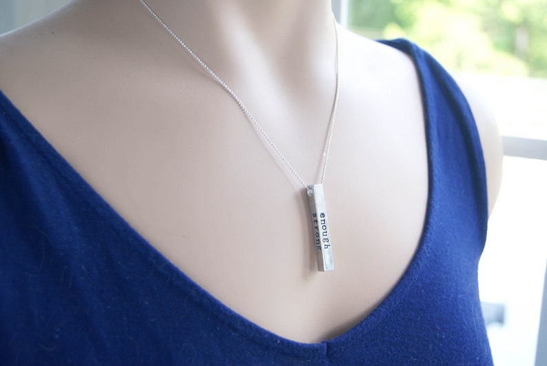 Womens Empowerment Necklace Girl Power Necklace Strong Enough Etsy
