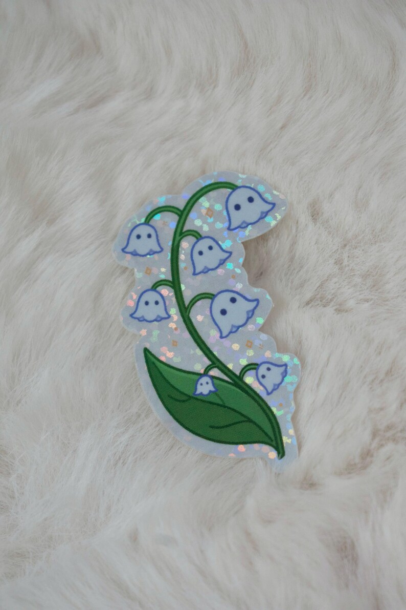 Lily of the Valley Ghosts Glitter Sticker