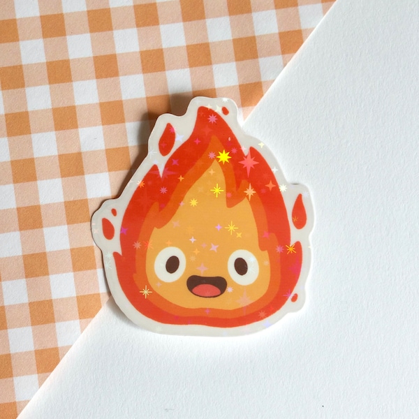 Holographic fire friend sticker | Ghibli inspired