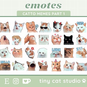 PACK 1 | Cat Memes Emote Bundle | Funny Cats, Kawaii Cats | 28 Cat Emotes for Twitch and Discord