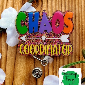 Chaos Coordinator Badge Reel, chaos coordinator Keychain, Lanyard, gifts for Nurses, gifts for managers, stocking stuffer, christmas gifts