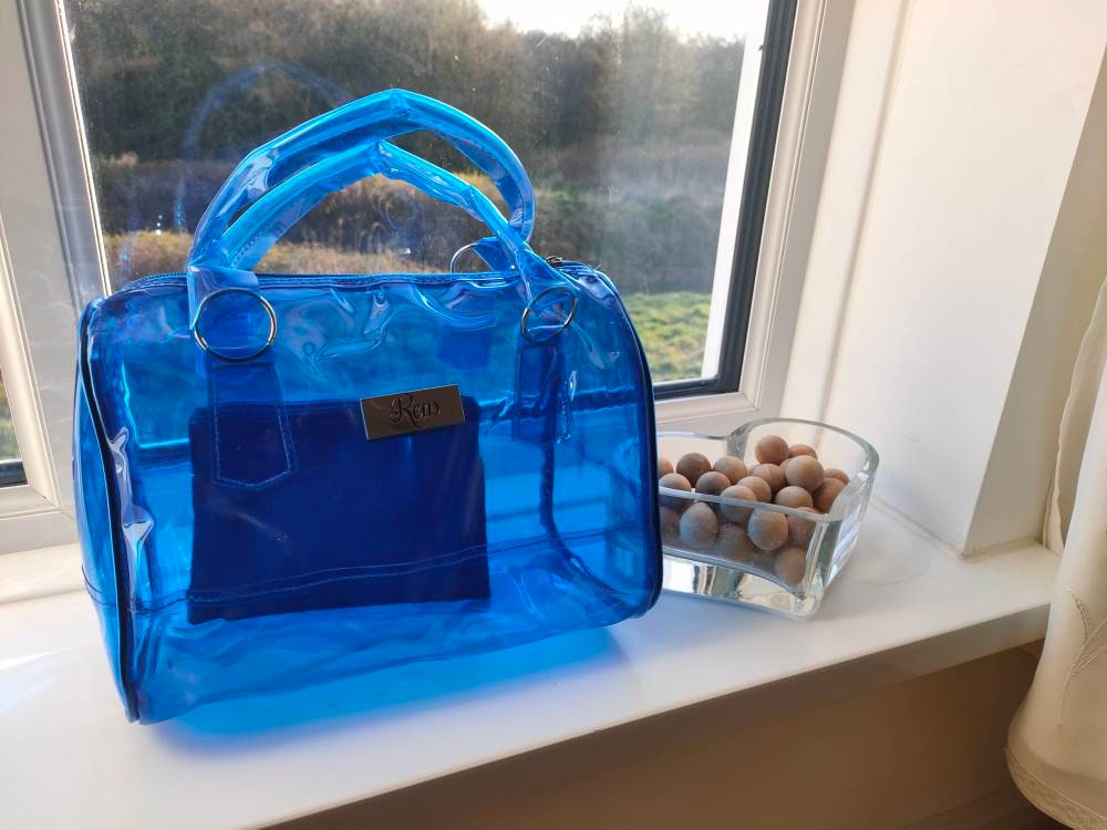 Clear Tote Vinyl Plastic Bag Shopper Acrylic Handles Transparent