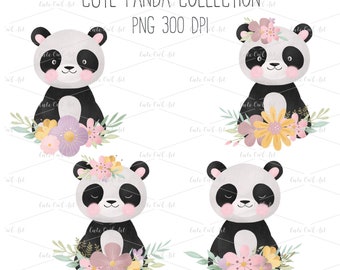 Kit Digital Pandas Aquarela, Cliparts, Desenho Panda