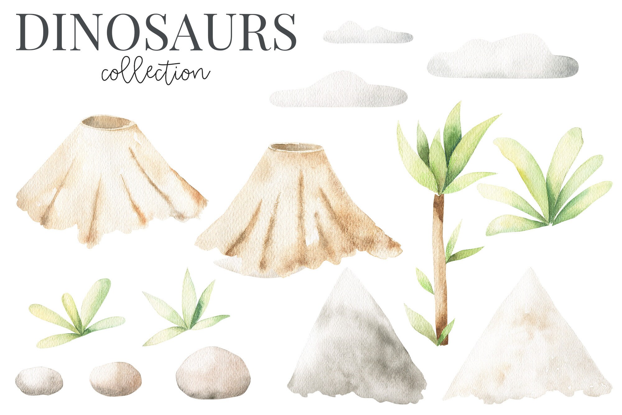 Watercolor Dinosaur Clipart. Baby Boy Animal Clip Art Watercolor ...