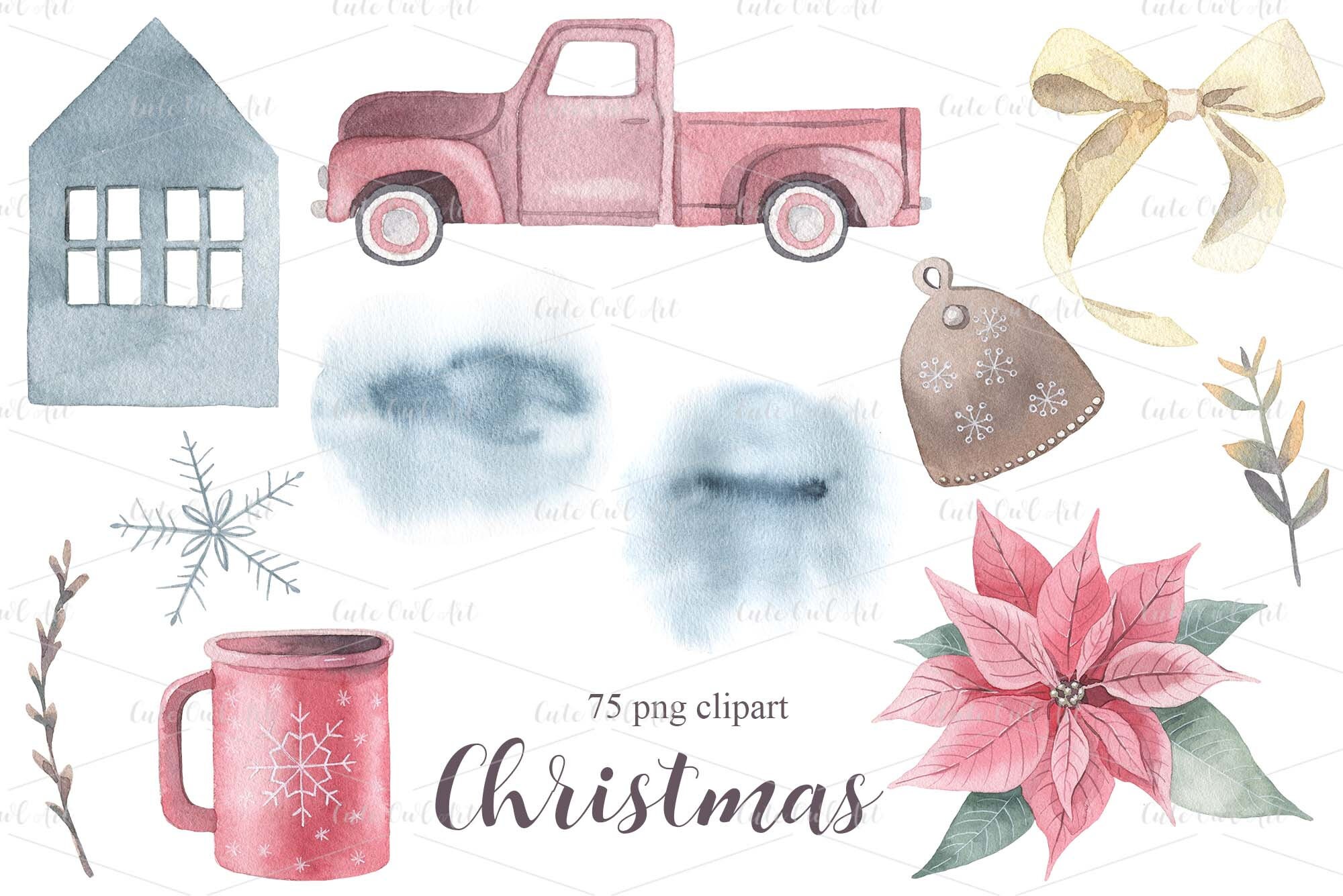 Watercolor Christmas Clipart Winter Holidays Watercolor | Etsy