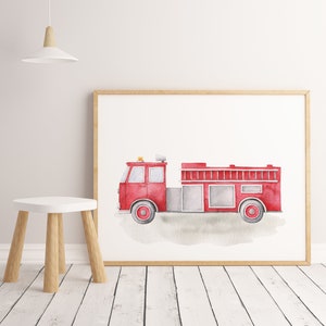 Camion dei pompieri ad acquerello, Clipart png