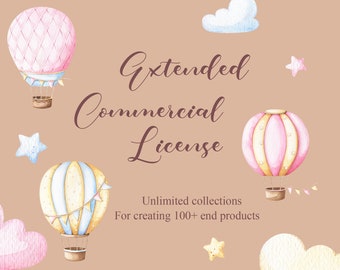 Licenza commerciale estesa Collezioni illimitate - Download digitale - ClipArt stampabile - Clipart acquerello - Per tutti i prodotti