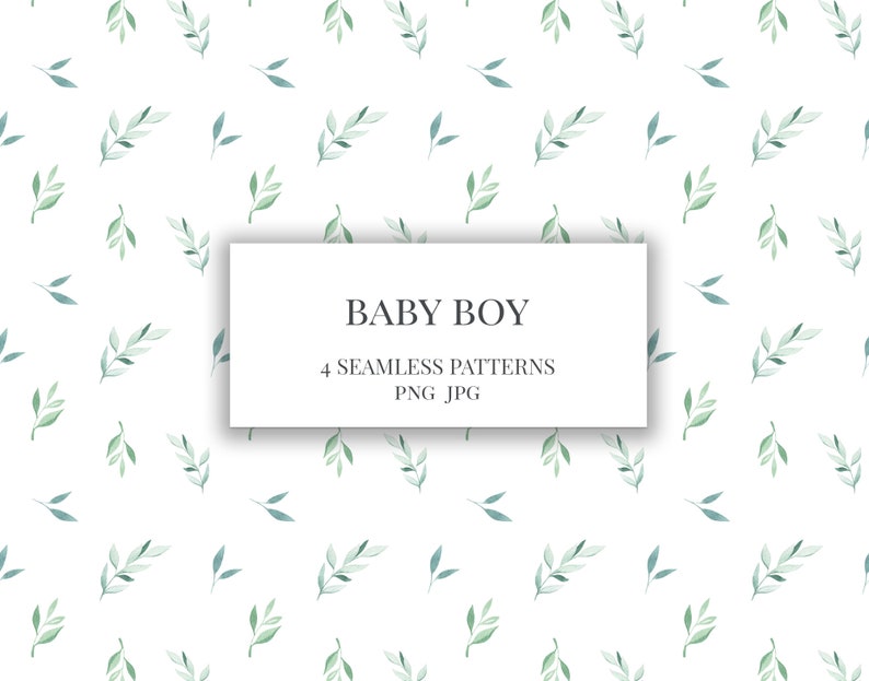 Baby Boy Seamless Pattern / Watercolor Car Dinosaurs Leaves Rainbow ...