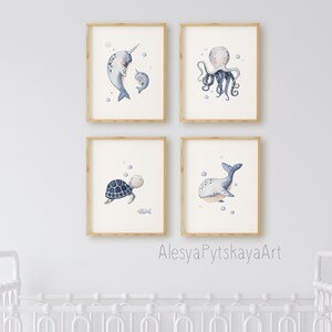 Nautical Nursery Print Set, Under the Sea Wall Art, Ocean Nursery Decor ...