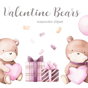 Clipart de urso bebê. namorados. Clipart de decoração de brinquedo de urso fofo em aquarela para cartões, scrapbooking, clipart infantil, arte infantil, arte de berçário