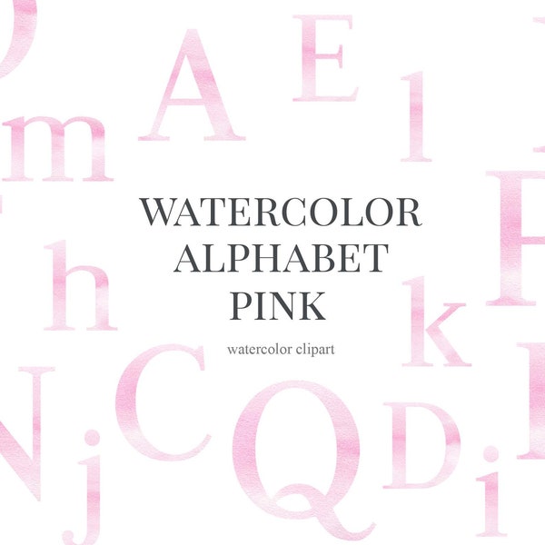 Watercolor alphabet Clipart pink. Letters Download. Instant Download. ABC's Elementary School. Preschool. Watercolor Letters. Hand Drawn