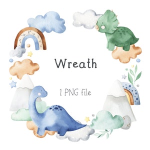 Clipart de coroa de bebê. Aquarela dinossauro arco-íris grinalda ilustrações berçário clip art. Design De Bebê, Scrapbooking, Berçário PNG
