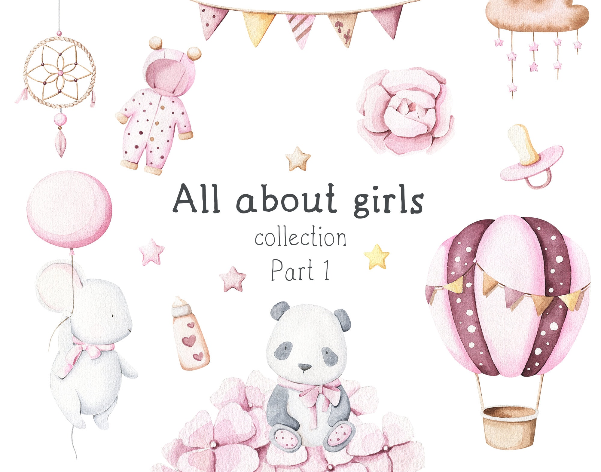 Watercolor Baby Girl Clipart. Baby Girl Newborn Clip Art Baby Shower ...