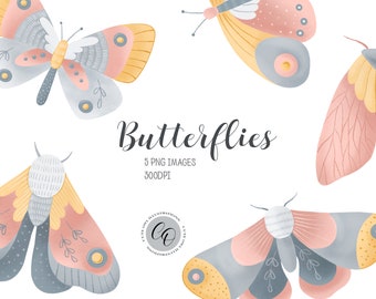 Watercolor Butterfly Clipart digital for instant download, png files, digital, stickers clipart