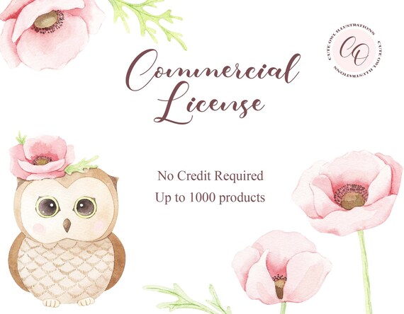 NO Credit required 5 products The Commercial License for small business Digital Download Printable Watercolor Clipart