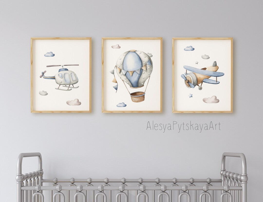 Set of 3 Air Transport Prints, Digital Download, Boy Nursery Wall Decor ...