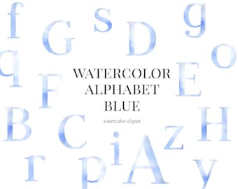 Watercolor alphabet Clipart Blue. Letters Download. Instant Download. ABC's Elementary School. Preschool. Watercolor Letters. Hand Drawn