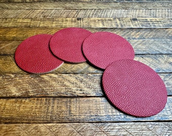 NFL Game Ball Leather Coasters - Handmade Football Fan Gift