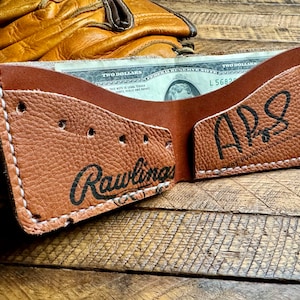 Cartera plegable de cuero con forma de guante de béisbol de Albert Pujols - Cartera minimalista recuperada - St. Louis Cardinals Angels - Regalos para él
