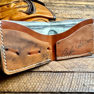 Cartera plegable de cuero con forma de guante de béisbol de Andre Dawson: guante vintage recuperado de los Chicago Cubs: regalo único para él