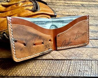 Cartera de béisbol Andre Dawson: billetera plegable de cuero vintage, regalo de los Chicago Cubs