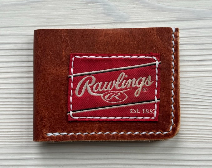 Rawlings Patch Baseball Glove Leather Bifold Wallet - Rawlings Patch Leather Wallet - MLB - Gift For Him