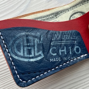 Monedero plegable del guante de hockey de los Montreal Canadiens - Cartera de guante de hockey minimalista recuperada - Hockey de Canadá - Regalos para él - Habs