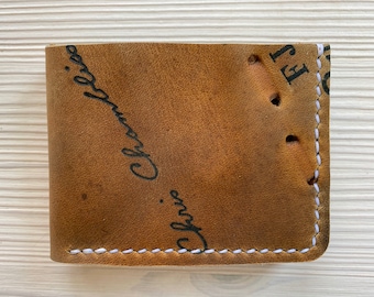 Chris Chambliss-portemonnee voor honkbalhandschoenen: dubbelgevouwen leer