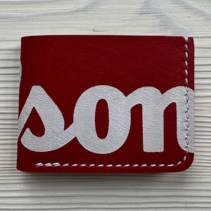 Billetera plegable con funda para raqueta de tenis Wilson, roja y blanca. Billetera minimalista de tenis recuperada. Billetera para guantes de tenis Wilson. Regalos para él