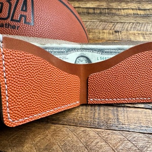 Cartera plegable de cuero con diseño de baloncesto - Cartera de cuero con diseño de baloncesto de la NBA - Regalo para él