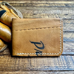 Cartera plegable de cuero con forma de guante de hockey CCM vintage - Cartera minimalista recuperada con forma de guante de hockey - CCM Hockey - Hockey canadiense - Regalos para él