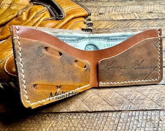 Cartera de béisbol con autógrafos de Goose Gossage - Plegable de cuero hecha a mano