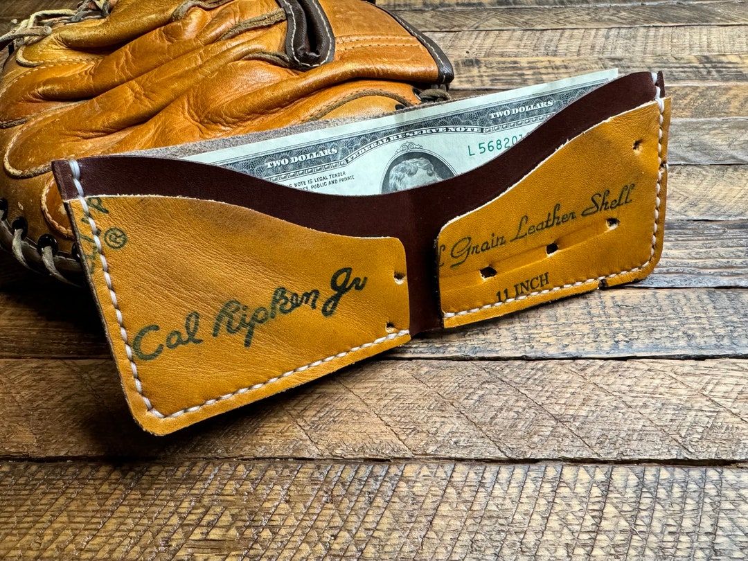 Cal Ripken Jr. Baseball Glove Wallet: Reclaimed Leather Bifold, Orioles ...