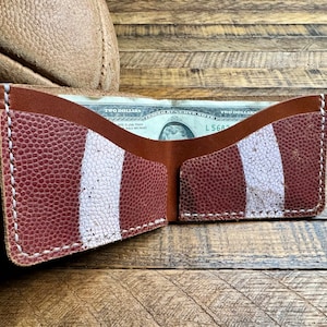Cartera de cuero vintage de dos hojas - Cartera de cuero con motivos de fútbol - Regalo para él