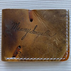 Manny Sanguillen Baseball Glove Leather Bifold Wallet - Cartera de guante de béisbol minimalista recuperada - Piratas de Pittsburgh - Regalos para él